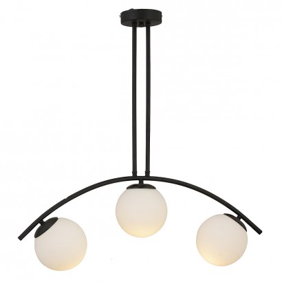 Φωτιστικό Κρεμαστό ArteLibre FRAL Τρίφωτο Μαύρο-Λευκό Μέταλλο-Γυαλί 60x60cm