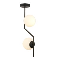 Φωτιστικό Κρεμαστό ArteLibre DEU Μαύρο-Λευκό Μέταλλο-Γυαλί 25x90cm