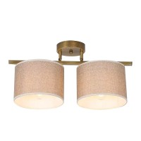 Φωτιστικό Κρεμαστό ArteLibre SEL Δίφωτο Αντικέ Μέταλλο-Ύφασμα 50x30cm