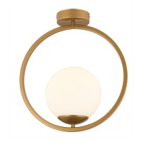 Φωτιστικό Κρεμαστό ArteLibre LIF Αντικέ-Λευκό Μέταλλο-Γυαλί 36x40cm