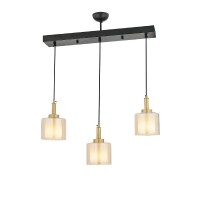 Φωτιστικό Κρεμαστό ArteLibre ARMO Τρίφωτο Αντικέ-Μελί Μέταλλο-Γυαλί 50x70cm