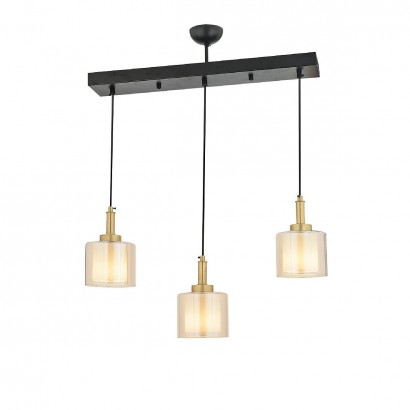 Φωτιστικό Κρεμαστό ArteLibre ARMO Τρίφωτο Αντικέ-Μελί Μέταλλο-Γυαλί 50x70cm