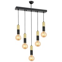 Φωτιστικό Κρεμαστό ArteLibre AQUILA Πεντάφωτο Μαύρο-Χρυσό Μέταλλο 70x90cm