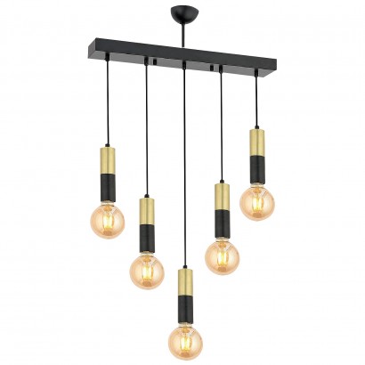 Φωτιστικό Κρεμαστό ArteLibre AQUILA Πεντάφωτο Μαύρο-Χρυσό Μέταλλο 70x90cm