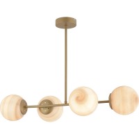 Φωτιστικό Κρεμαστό ArteLibre CHAMAELEON Τετράφωτο Χρυσό-Μελί Μέταλλο-Γυαλί 74x56cm