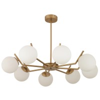 Φωτιστικό Κρεμαστό ArteLibre CRATER Οχτάφωτο Χρυσό-Λευκό Μέταλλο-Γυαλί 87x52cm