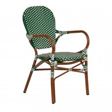 Καρέκλα Κήπου ArteLibre BOALI Πράσινο-Λευκό-Μπαμπού Αλουμίνιο-Rattan 41x45x92cm