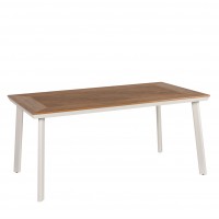 Τραπέζι Κήπου ArteLibre EPUPA Λευκό-Καρυδί Αλουμίνιο-Ξύλο 160x90x73cm