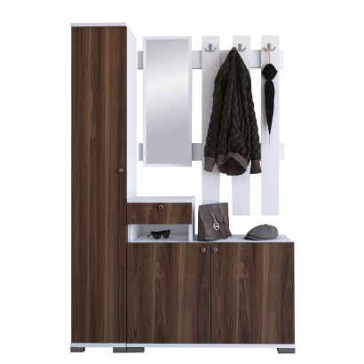 Έπιπλο Εισόδου ArteLibre Με Καθρέπτη ZIKHONA Καρυδί Μοριοσανίδα-Γυαλί 120x33x177cm