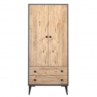 Ντουλάπα Δίφυλλη ArteLibre AMARI Ανθρακί-Δρυς Μοριοσανίδα 82x48x180cm