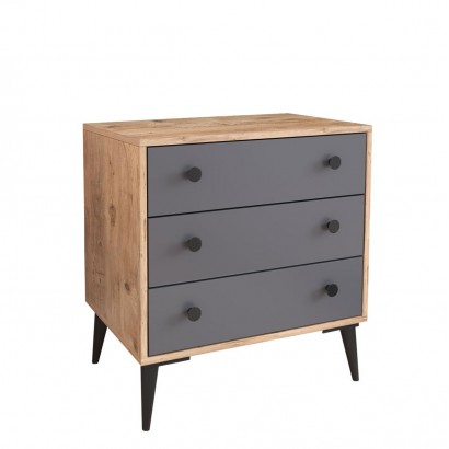 Συρταριέρα ArteLibre AMARI Δρυς-Ανθρακί Μοριοσανίδα 72x43x79cm