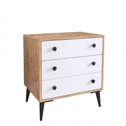 Συρταριέρα ArteLibre AMARI Δρυς-Λευκό Μοριοσανίδα 72x43x79cm