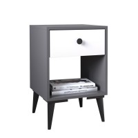 Κομοδίνο ArteLibre AMARI Ανθρακί-Λευκό Μοριοσανίδα 43x43x67.5cm