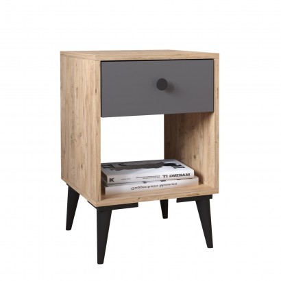 Κομοδίνο ArteLibre AMARI Δρυς-Ανθρακί Μοριοσανίδα 43x43x67.5cm