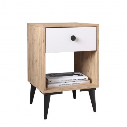 Κομοδίνο ArteLibre AMARI Δρυς-Λευκό Μοριοσανίδα 43x43x67.5cm