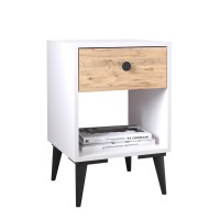 Κομοδίνο ArteLibre AMARI Λευκό-Δρυς Μοριοσανίδα 43x43x67.5cm