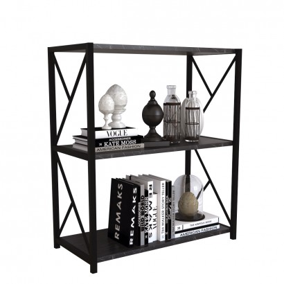 Βιβλιοθήκη ArteLibre JAWARA Μαύρο Μοριοσανίδα-Μέταλλο 70x34x78.5cm