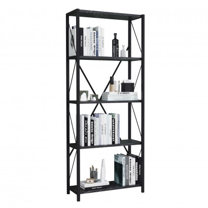 Βιβλιοθήκη ArteLibre KENYA Μαύρο Μοριοσανίδα-Μέταλλο 60x26x150cm