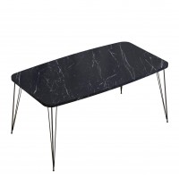 Τραπεζάκι Σαλονιού ArteLibre FEMI Μαύρο Μοριοσανίδα-Μέταλλο 50x90x40cm