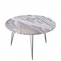 Τραπεζάκι Σαλονιού ArteLibre TAYO Γκρι Μοριοσανίδα-Μέταλλο Φ70x40cm