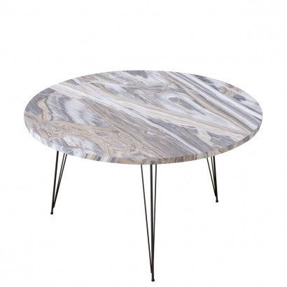 Τραπεζάκι Σαλονιού ArteLibre TAYO Γκρι Μοριοσανίδα-Μέταλλο Φ70x40cm