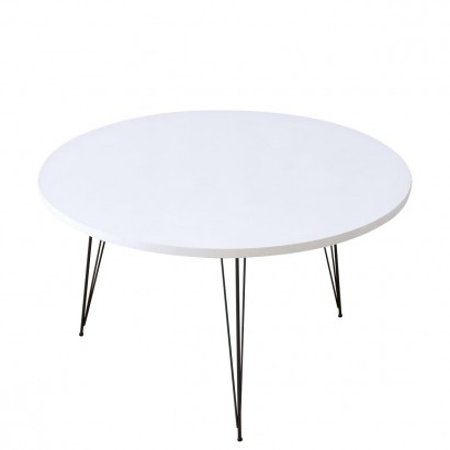 Τραπεζάκι Σαλονιού ArteLibre TAYO Λευκό Μοριοσανίδα-Μέταλλο Φ70x40cm