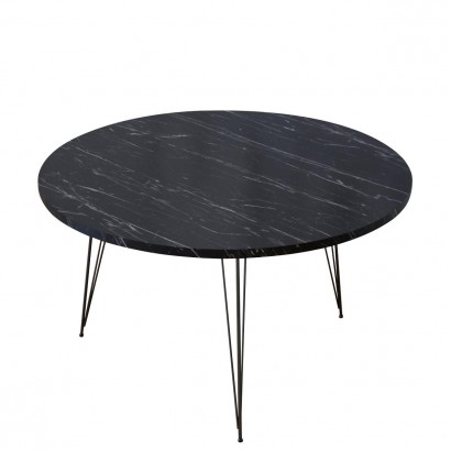 Τραπεζάκι Σαλονιού ArteLibre TAYO Μαύρο Μοριοσανίδα-Μέταλλο Φ70x40cm