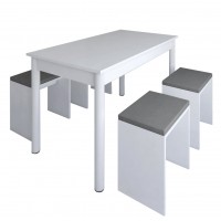 Σετ Τραπεζαρίας (4+1) ArteLibre DARLINE Λευκό Μοριοσανίδα 110x70x74cm Σετ Τραπεζαρίας (4+1) ArteLibre DARLINE Λευκό Μοριοσανίδα 110x70x74cm