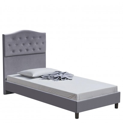 Κρεβάτι Μονό ArteLibre JUNIPER Γκρι Ύφασμα 209x101x125cm (Στρώμα 90x200cm)