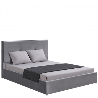 Κρεβάτι Υπέρδιπλο ArteLibre YUMA Γκρι Ύφασμα 214x1170x10cm (Στρώμα 160x200cm)