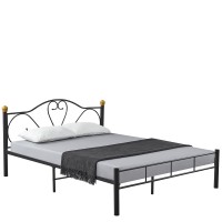 Κρεβάτι Υπέρδιπλο ArteLibre MOONRISE Μαύρο Μέταλλο 210x168x90cm (Στρώμα 160x200cm)