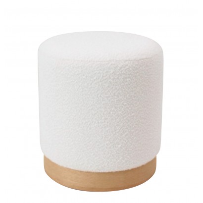 Σκαμπό ArteLibre KENTUCK Με Ξύλινη Βάση Λευκό Ύφασμα Μπουκλέ 38x38x40cm