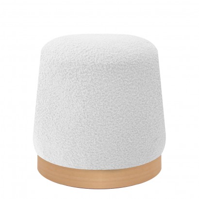 Σκαμπό ArteLibre PRIMULA Με Ξύλινη Βάση Λευκό Ύφασμα Teddy 38x38x41cm
