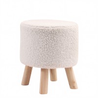 Σκαμπό ArteLibre CATTLEYA Με Ξύλινα Πόδια Λευκό Ύφασμα Cashmere 35x35x40cm Σκαμπό ArteLibre CATTLEYA Με Ξύλινα Πόδια Λευκό Ύφασμα Cashmere 35x35x40cm