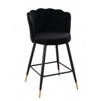 Σκαμπό Bar ArteLibre GESELL Με Πλάτη Μαύρο Βελούδο-Μέταλλο 50x50x90cm