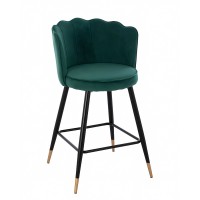 Σκαμπό Bar ArteLibre GESELL Με Πλάτη Πράσινο Βελούδο-Μέταλλο 50x50x90cm