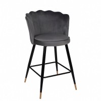 Σκαμπό Bar ArteLibre GESELL Με Πλάτη Γκρι Βελούδο-Μέταλλο 50x50x90cm