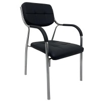 Καρέκλα Επισκέπτη GUESTEASE Μαύρο-Χρώμιο PU-Μέταλλο 48x41x87cm