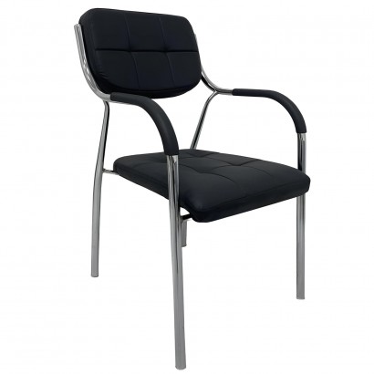 Καρέκλα Επισκέπτη GUESTEASE Μαύρο-Χρώμιο PU-Μέταλλο 48x41x87cm