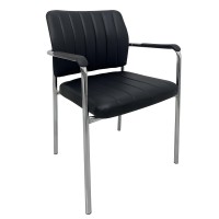Καρέκλα Επισκέπτη PROGUEST Μαύρο-Χρώμιο PU-Μέταλλο 45x43x78.5cm