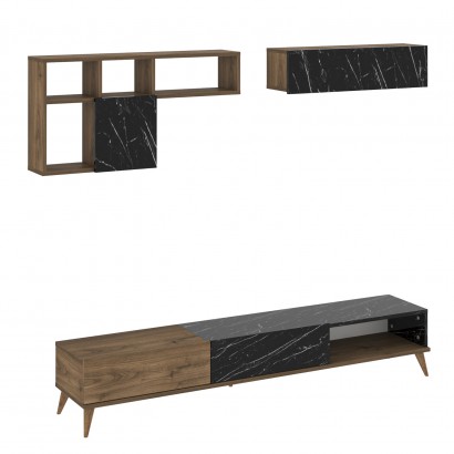 Σύνθετο ArteLibre ISOLDE Δρυς-Μαύρο Μάρμαρο Μοριοσανίδα-Μελαμίνη 180x33x41cm