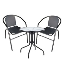 Σετ Τραπεζαρία Κήπου ArteLibre EARTH Μέταλλο Μαύρο Με 2 Πολυθρόνες