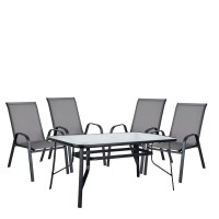 Σετ Τραπεζαρία Κήπου ArteLibre SUN Μέταλλο Μαύρο-Γκρι Με 4 Πολυθρόνες 14990067