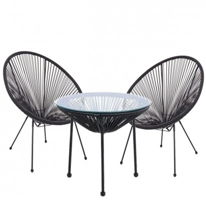Σετ Τραπεζαρία Κήπου ArteLibre GANYMEDE Μέταλλο Μαύρο Με 2 Πολυθρόνες 14990068