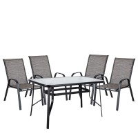 Σετ Τραπεζαρία Κήπου ArteLibre SUN Μέταλλο Μαύρο-Καφέ Με 4 Πολυθρόνες
