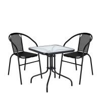 Σετ Τραπεζαρία Κήπου ArteLibre MARS Μέταλλο Μαύρο-Γκρι Με 2 Πολυθρόνες