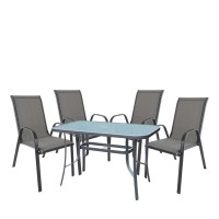 Σετ Τραπεζαρία Κήπου ArteLibre SUN Μέταλλο Γκρι Με 4 Πολυθρόνες