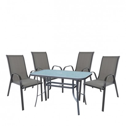 Σετ Τραπεζαρία Κήπου ArteLibre SUN Μέταλλο Γκρι Με 4 Πολυθρόνες