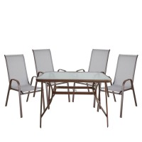 Σετ Τραπεζαρία Κήπου ArteLibre SUN Μέταλλο Γκρι-Καφέ Με 4 Πολυθρόνες