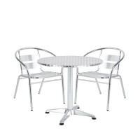 Σετ Τραπεζαρία Κήπου ArteLibre IO Αλουμίνιο Ασημί Με 2 Πολυθρόνες 14990094